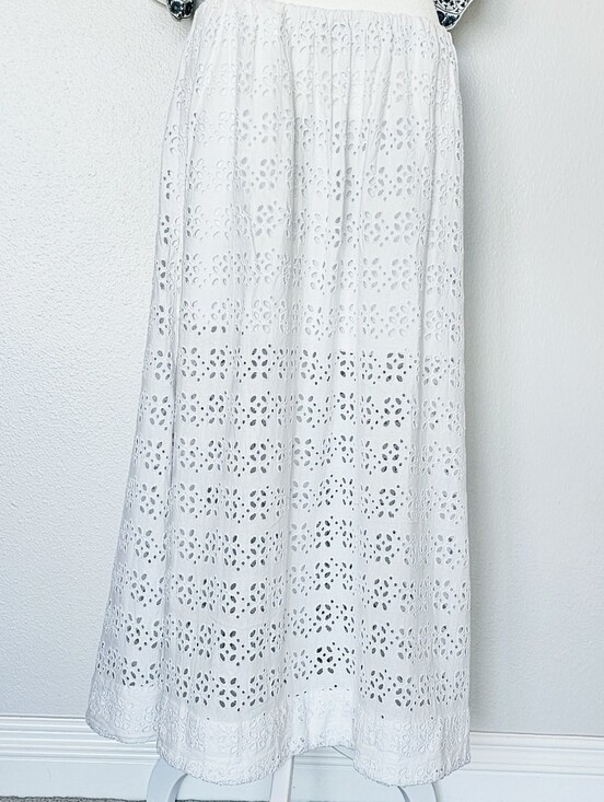 J. Crew Dresses & Skirts - J. Crew Linen-blend White Side-slit Eyelet Maxi Skirt - Women
